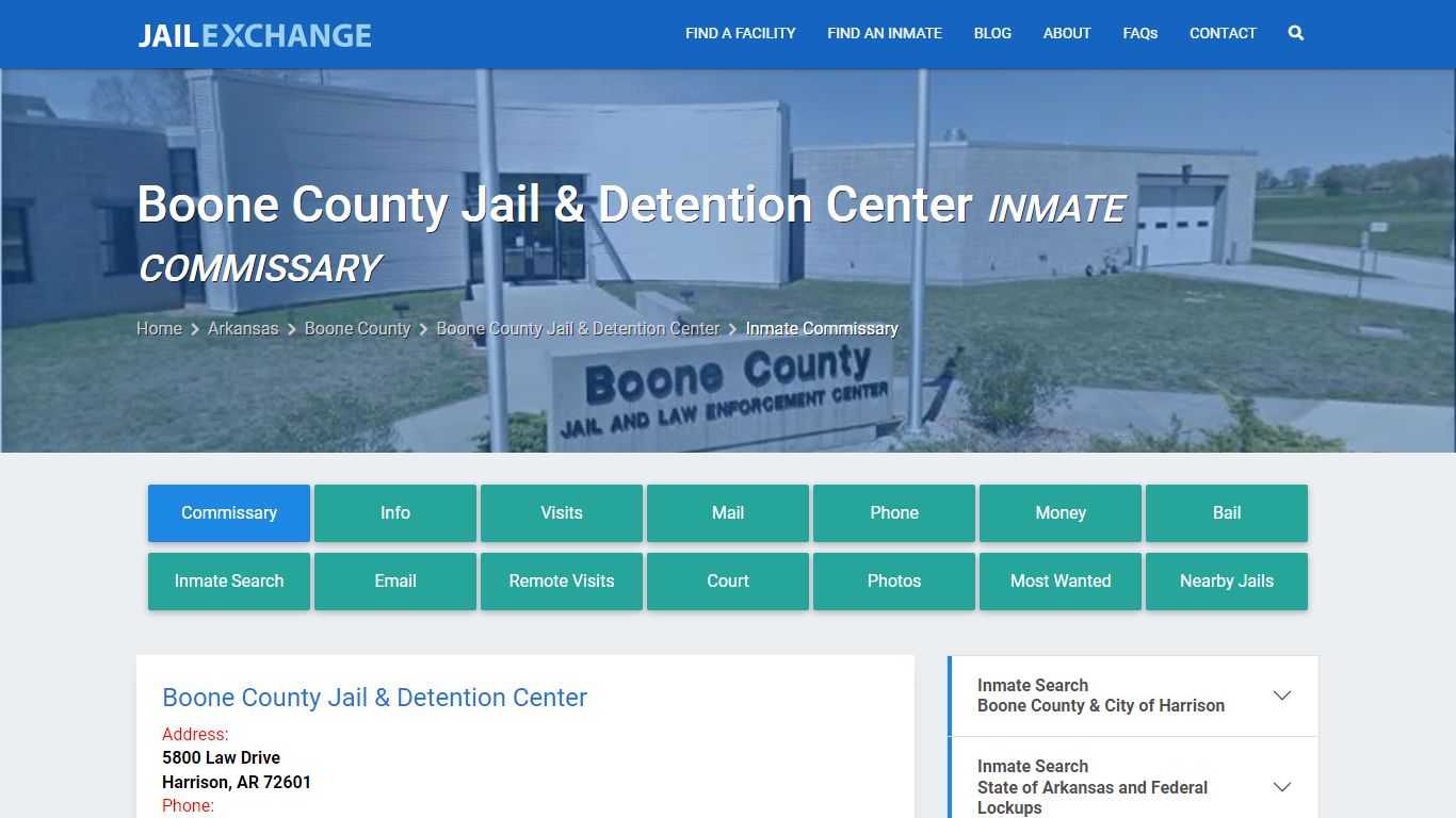 Boone County Jail & Detention Center Inmate Commissary